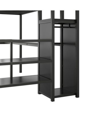 Metal Loft Bed with Desk, Storage Staircase & Wardrobe