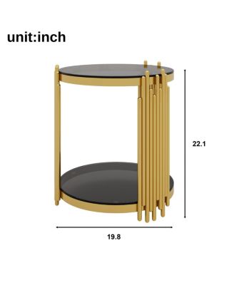 Living Room Table Set: 3-Piece Round Glass & Gold Metal Tables