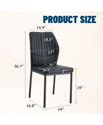 Luxury Simple Chair - Set of 4 Black PU Dining Chairs with Metal Legs