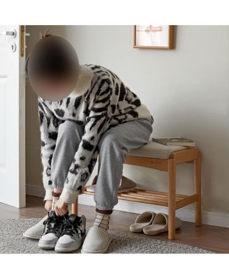  Solid Wood Shoe Bench with Cushion