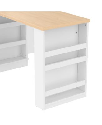 Extendable Island console with drawers, cabinet, and shelving