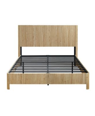 Queen Size Wooden corrugated curved lines, No Box Spring Needed