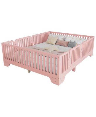 Full Floor Bed with Slats and Fence, Montessori Style