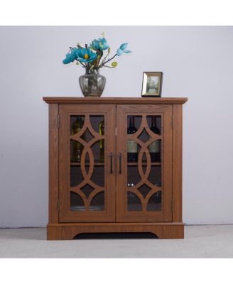34.37" x 15.55" x 34.06" Sideboard with 2 Clear Tempered Glass Doors & Adjustable Shelf