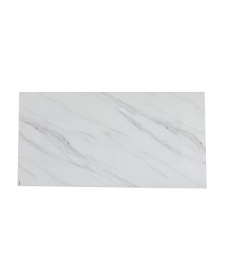 Streamdale 69" Rectangular Dining Table, Modern Style, Tempered Glass Marble Top, Gray Legs