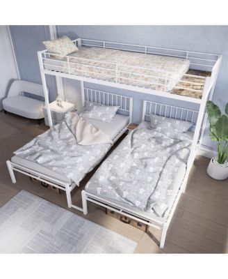 Triple Bunk Bed for Kids, 3 Beds, Metal, Separates into 3 Twin Beds