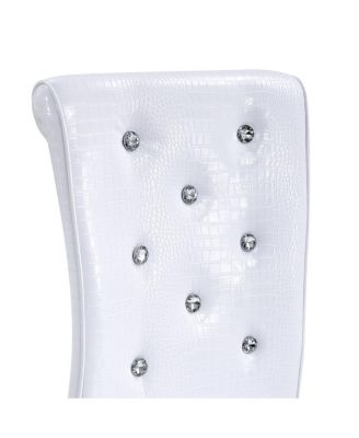 Set of 2 Retro Alligator Upholstered Dining Chairs with Crystal Buckle & Faux Leather