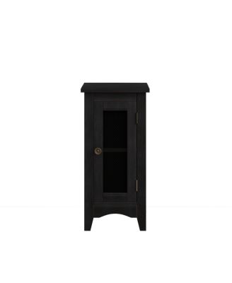 Rectangle Narrow Accent Side Table, Black Veneer, 11.75" W x 21.75" L x 24.25" H