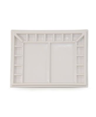 Ceramic Watercolor Paint Palette Tray - 17 Well Ceramic Palette | Rectangle - 13 x 9.8 inch  Paint Pallet