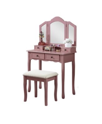Sanlo Wooden Vanity Make Up Table and Stool Set