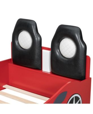 Wood Race Car Twin Bed with LED