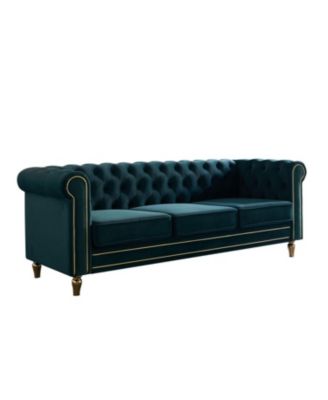 Chesterfield Velvet Sofa 84.65 inch for Living Room 