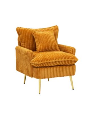 Streamdale Yellow Corduroy Accent Chair - Modern & Comfortable
