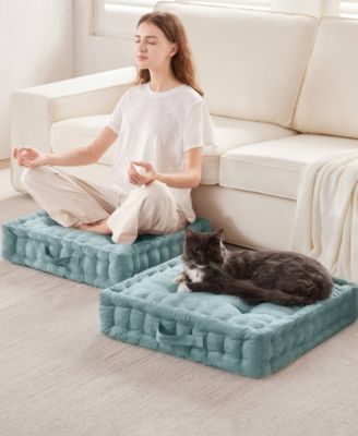 Azza Chenille Square Floor Pillow Cushion, 24" x 24"