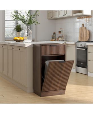 Woodgrain Tilt-Out Trash Cabinet - Walnut Finish