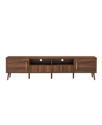 78" TV Stand for TVs up to 85", Modern Entertainment Center with Soft-Close Doors, Walnut