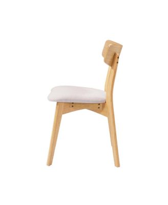  Mid-Century Walnut Upholstered Dining Chairs, Set of 4, Light Beige+Natural