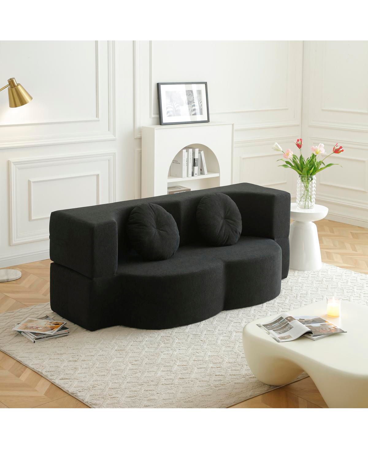 Streamdale Furniture Streamdale 2-in-1 Folding Sofa Bed with Pillow, Twin Sleeper Sofa, Black