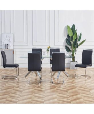 Modern Dining Chairs (Set of 4) - Black PU Leather