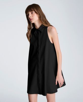 Women's Halter Collared Shirt Swing Dress