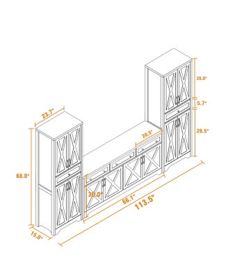 TV Cabinet Set: Multifunctional Wall Unit with 2 Sideboards