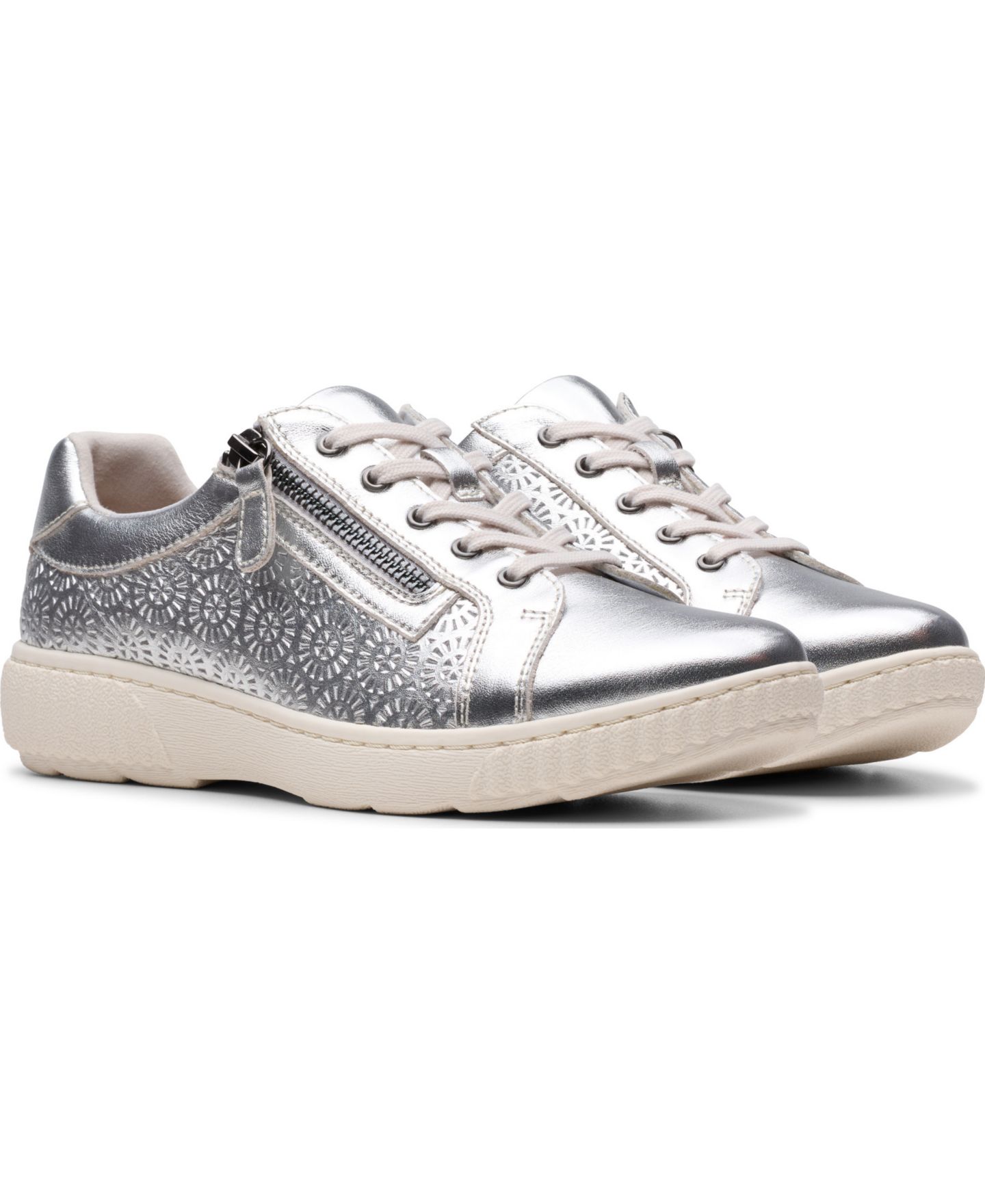Женские кроссовки Clarks Caroline Rio Lace-Up, цвет: Серебряный кожаный — фото 7
