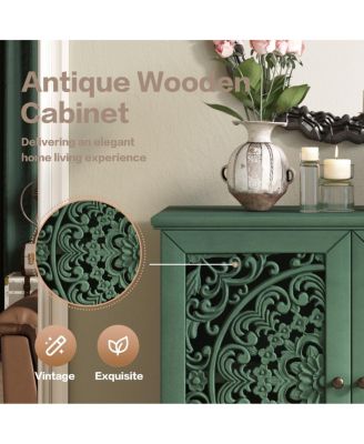 Streamdale Vintage Carved 2-Door Accent Cabinet with Floral Design