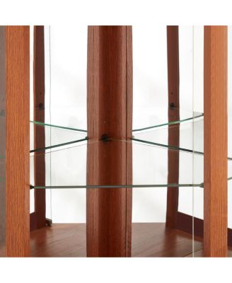 Lighted Corner Curio Cabinet - Display Case for Living Room, Collectibles, Wine & Bar