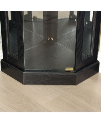 Lighted Corner Curio Cabinet - Display Case for Living Room, Collectibles, Wine & Bar Glass Storage