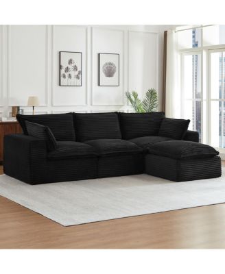 Cloud Sectional Couches for Living Room, Convertible L-Shape Couch with Ottoman