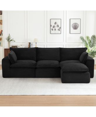 Cloud Sectional Couches for Living Room, Convertible L-Shape Couch with Ottoman