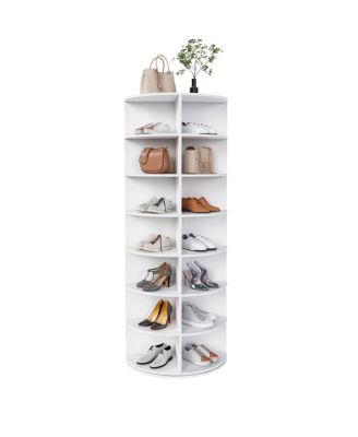 Rotating Shoe Rack Tower, 7-Tier Spinning Storage Organizer (White