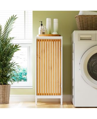 Living Room Side Cabinet with Bamboo Slats Door