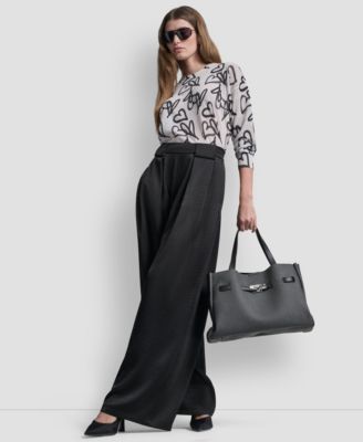 Women's Pleated Wide-Leg Pull-On Pants