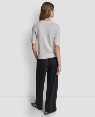 Women's Short-Sleeve Graffiti Hearts Sweater Top