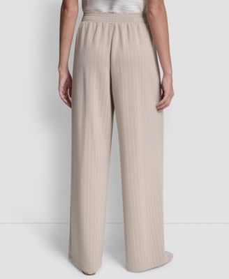Women's Straight-Leg Pleated Pinstripe Pants