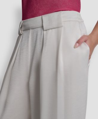 Women's Pleated Wide-Leg Pull-On Pants