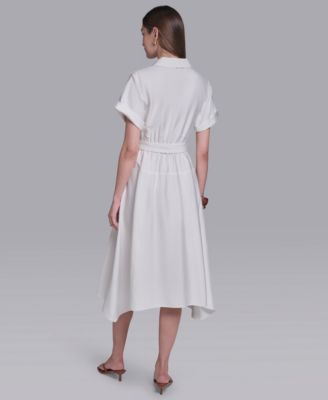 Women's Zip-Up Midi Shirt Dress