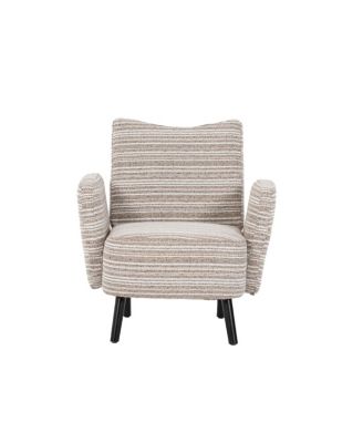 Modern armchair with sanded fabric, side pocket, solid wood legs.