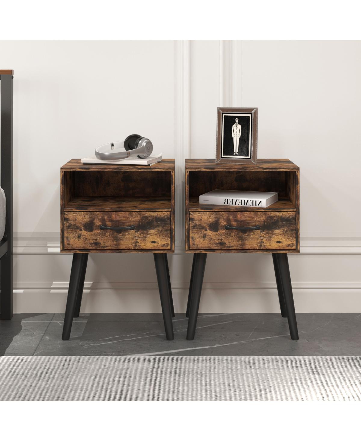 Streamdale Furniture Modern Bedside Table with Storage Drawer and Open Shelf