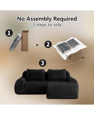 Streamdale 82" Modern L-Shaped Flannelette Sectional Sofa, Oversized Deep Seat Couch