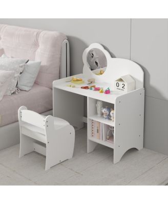 Kids Vanity Table with Mirror, Chair & Storage