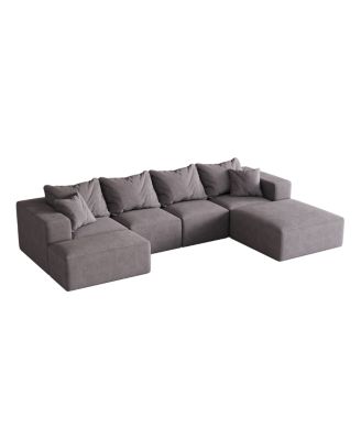 Streamdale Modern Upholstered Sectional Boneless Couch Set, Modular 132" L Shaped Sofa Set