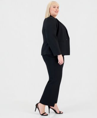 Plus Size Single-Button Blazer & Pants