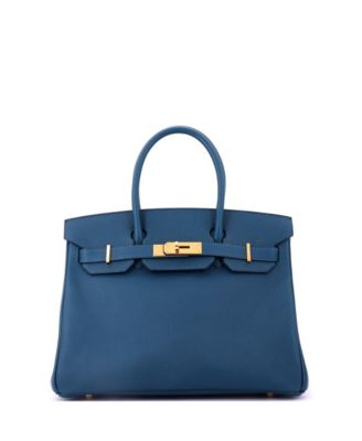 Birkin 30 Handbag Blue Epsom with Gold Hardware