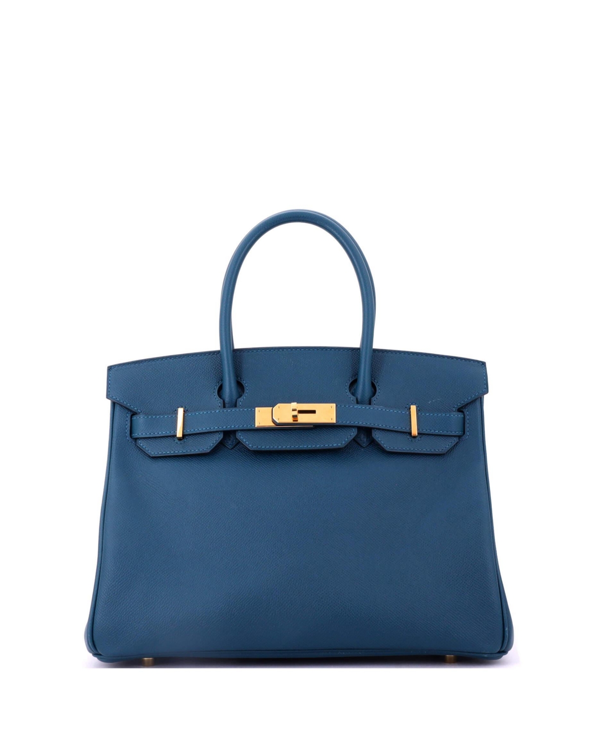 Pre-Owned HERMES Birkin Handbag Blue Epsom with Gold Hardware
