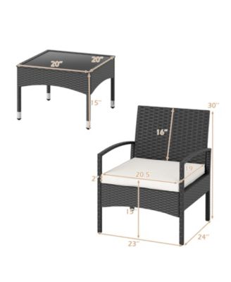 Outdoor 3-Piece Rattan Bistro Furniture Set with Table