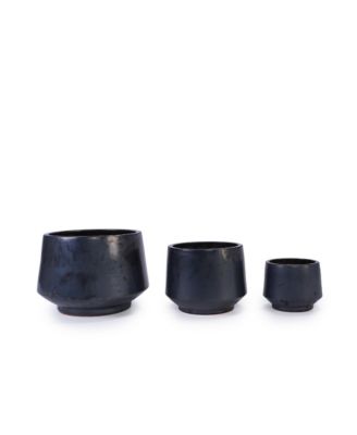 Handmade Solid Glaze Ceramic Planter Set of 3, 15/11/9 Inch Diameter,Breathable Clay