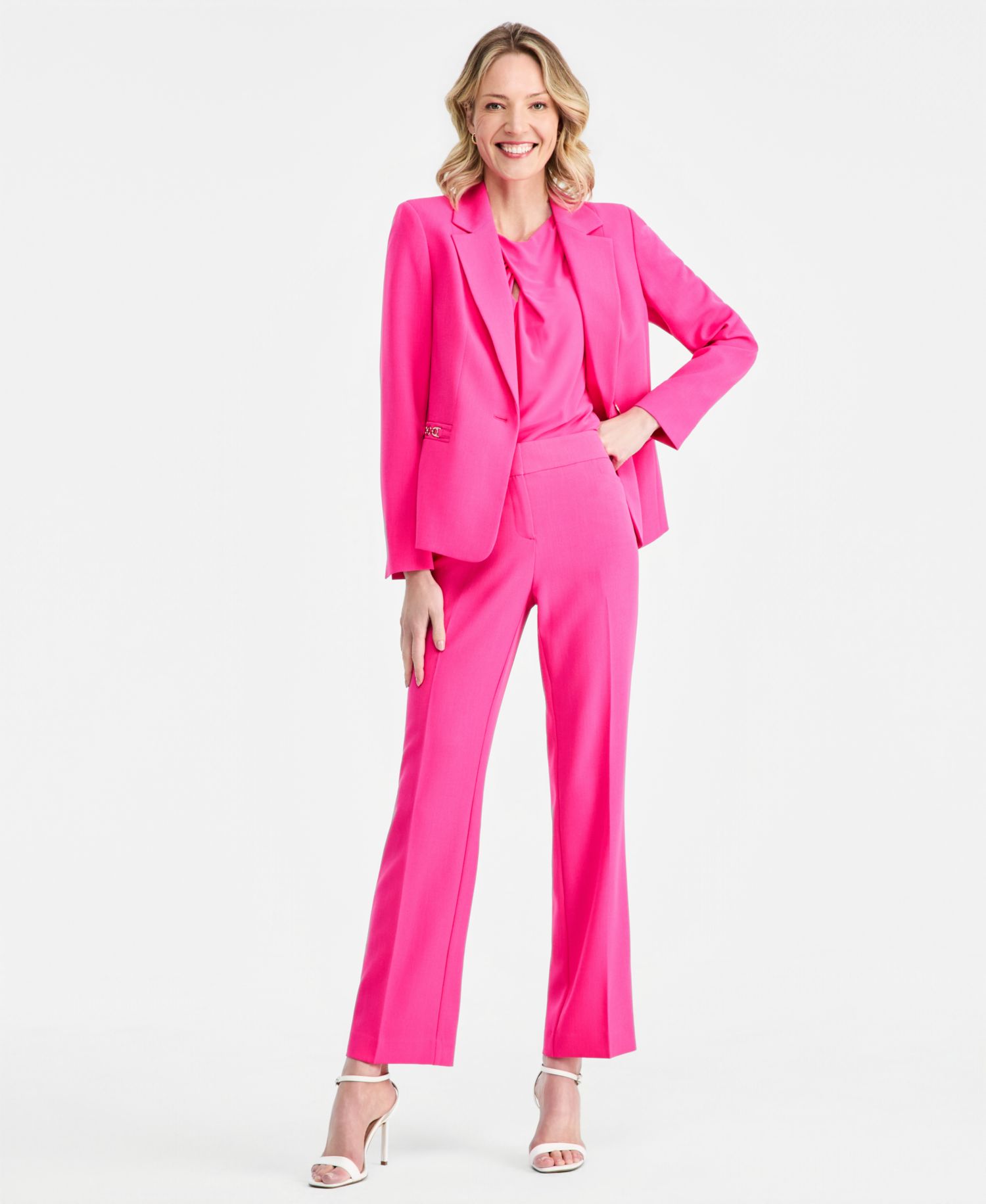 Petite Women's One-Button Chain-Trim Blazer