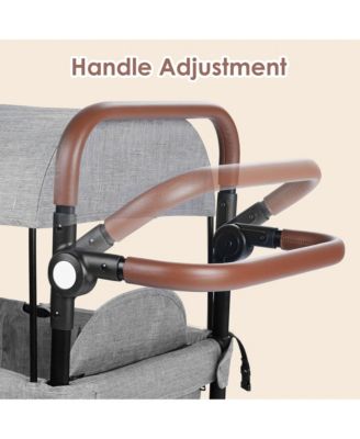 Wagon Stroller for Two Kids with Adjustable Handle, All-Terrain Wheels, Tray and Storage, Grey